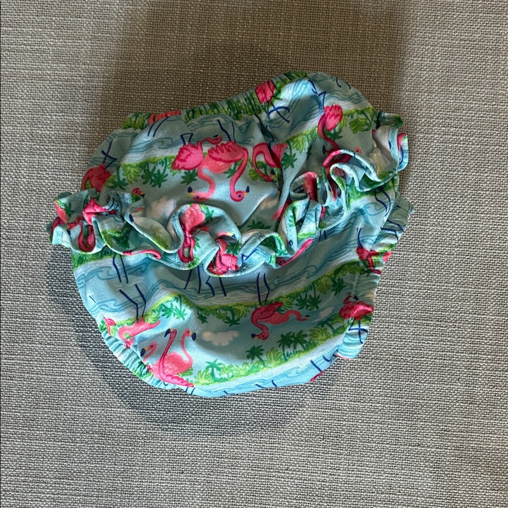 Flamingo Print Ruffled Kids Swim Diaper